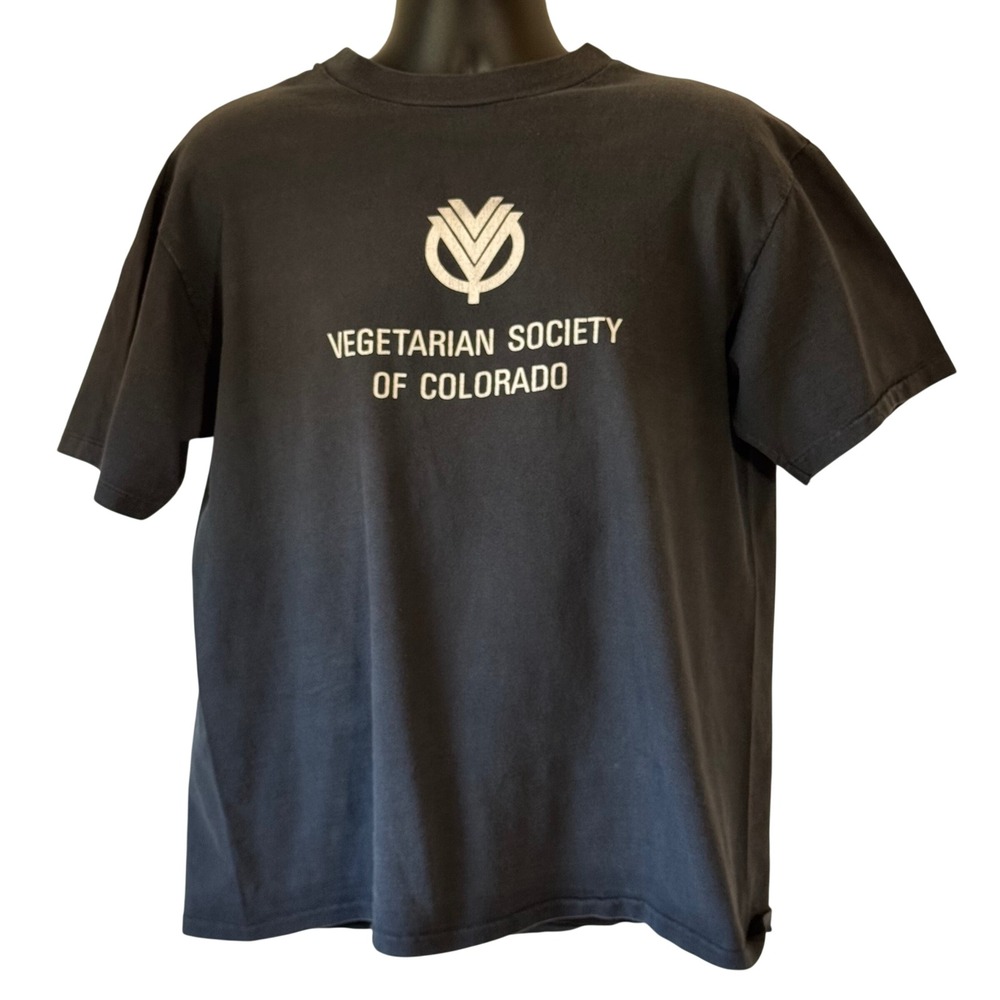 Vintage Hanes Beefy-T Vegetarian Society of Colorado Shirt XL Single Stitch